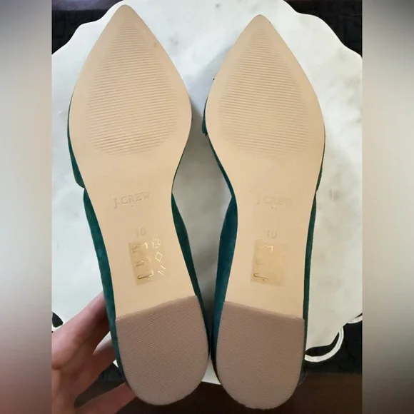 J. Crew Green Suede Flats with D'Orsay Design - Picture 3 of 3
